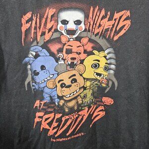 FNAF Five Night at Freddys Men T-Shirt Top Shirt L Black Graphic Short Sleeve
